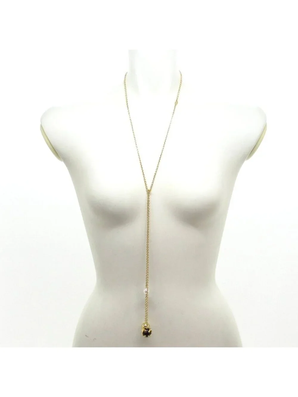 Chanel Necklace CC Logo Gold Black White